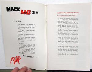 1972 Mack MB Series Trucks Operation Owners Manual