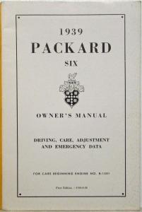 1939 Packard Six Owners Manual Operation Care and Emergency Data