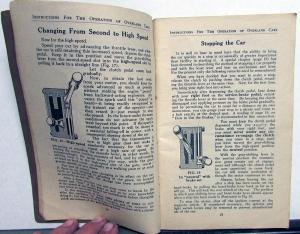 1915 Overland Automobiles Operation Care and Adjustment Owners Manual