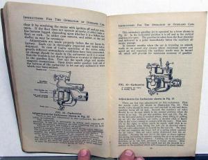 1915 Overland Automobiles Operation Care and Adjustment Owners Manual