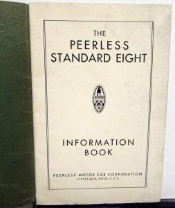 1930 Peerless Standard Eight Information Book Owners Manual