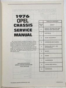 1976 Opel Isuzu Chassis Service Shop Repair Manual
