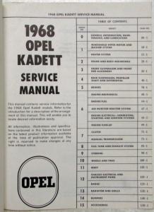 1968 Opel Kadett Service Shop Repair Manual