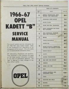 1966-1967 Opel Kadett B Service Shop Repair Manual