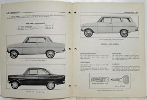 1964 Opel Kadett Service Shop Repair Manual Booklet Set