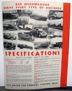 1935 REO Speedwagon 1 1/2 Ton Truck Sales Tri-Fold Brochure