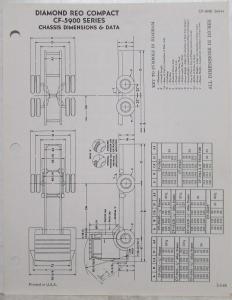 1968 Diamond REO Compact CF-5900 Series Chassis Dimensions and Data Sheets