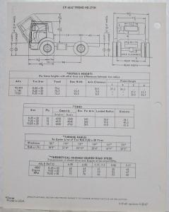 1969 Diamond REO CF-6842 Trend HD-275H Tilt Cab Truck Specifications Sheet