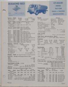 1970 Diamond REO CF-8342D Diesel Tilt Cab Truck Specifications Brochure