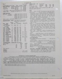 1971 Diamond REO C-11664D/DL Truck Specs with Chassis Dimensions and Data Sheet