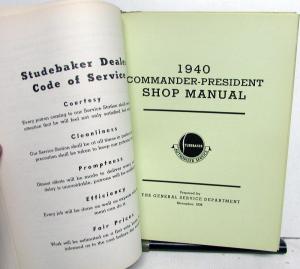 1939 1940 Studebaker Dealer Service Shop Repair Manual Commander President Orig