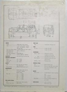 1961-1966 Isuzu Bellel Diesel Express Station Wagon Spec Sheet