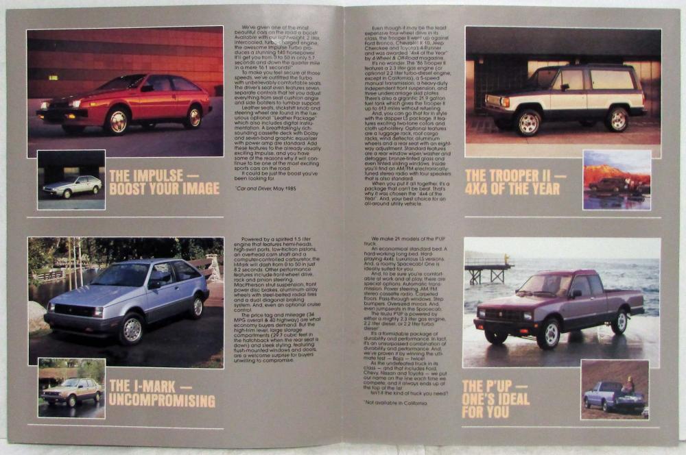 1986 Isuzu Full Line Sales Folder Brochure - Pup Trooper II