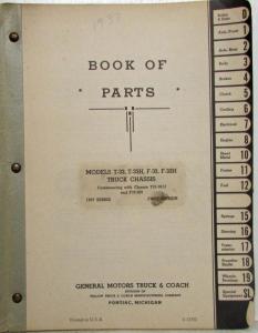1937 GMC Model T-33 T-33H F-33 F-33H Truck Chassis Parts Book
