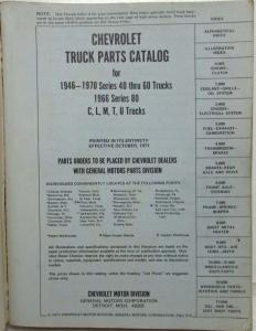 1946-1970 Chevrolet Truck Parts Book Series 40 thru 60 and 80