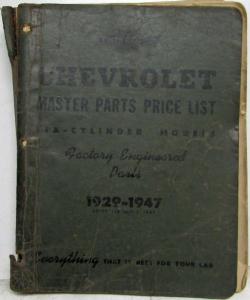 1929-1947 Chevrolet Master Parts Price Book Six-Cylinder Models