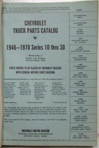 1946-1970 Chevrolet Truck Parts Book Catalog Series 10 thru 30