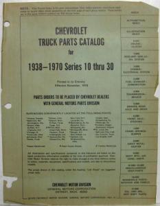 1938-1970 Chevrolet Truck Parts Book Catalog Series 10 thru 30
