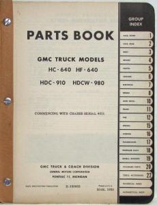 1950 GMC Truck Models HC-640 HF-640 HDC-910 HDCW-980 Parts Book