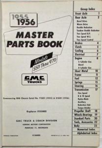 1955-1956 GMC 550 thru 970 Model Trucks Master Parts Book