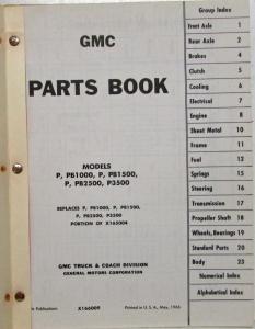 1963-1966 GMC Model P PB1000 PB1500 PB2500 P3500 Van Route Trucks Parts Book