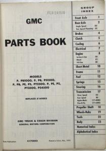 1963-1970 GMC P Models Parcel Route Truck Parts Book