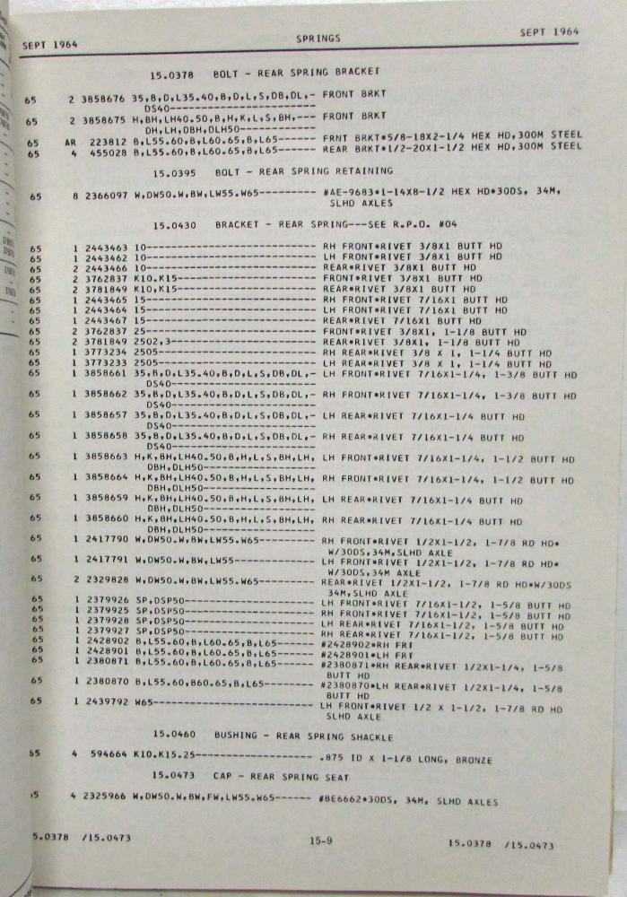 1965 GMC Trucks Models 1000 thru 6500 Parts Book