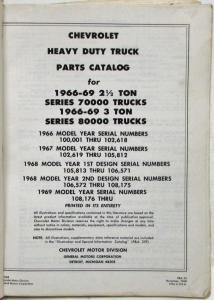 1966-1969 Chevrolet Heavy Duty Truck 70000-80000 Parts Book with Price Schedule