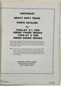 1966-1967 Chevrolet Heavy Duty Truck 70000-80000 Parts Book with Price Schedule