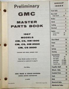 1967 GMC Preliminary Truck Master Parts Book 1500 2500 3500 Models