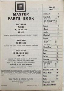 1966-1972 GMC School Bus Chassis Parts Book 5500 6500 7500 Models