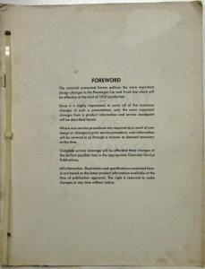1957 Chevrolet Summary of Design/Service Changes Manual