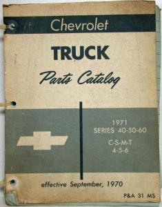1971 Chevrolet Series 40-50-60 Trucks Parts Book Catalog