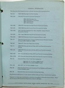 1971 Chevrolet Series 40-50-60 Trucks Parts Book Catalog