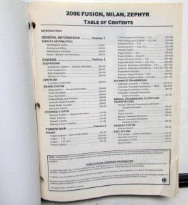 2006 Ford Fusion Mercury Milan Lincoln Zephyr Service Shop Manual Vol 2 Only