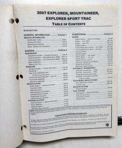 2007 Ford Shop Service Manual Explorer Mercury Mountaineer Sport Trac Vol 2 Only