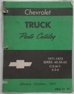 1971-1972 Chevrolet Series 40-50-60 Trucks Parts Book Catalog
