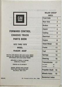 1972-1978 GMC Parts Book PS4620P and 4650P Models