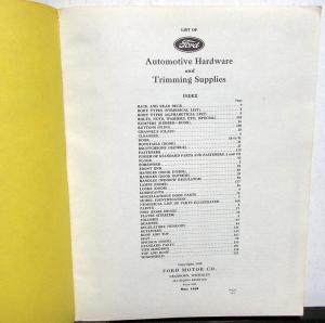 1928 Thru 1938 Ford Parts Catalog Auto Hardware & Trim Supplies Vintage Repro