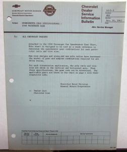 1968 Chevrolet Dealer Technical Service Bulletins Corvette Camaro Truck Nova