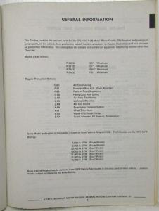 1973 Chevrolet P-3 Motor Home RV Chassis Parts Book Catalog