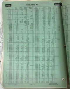 1973 GMC Truck Dealer Parts and Accessories Price Schedule Book No DL73