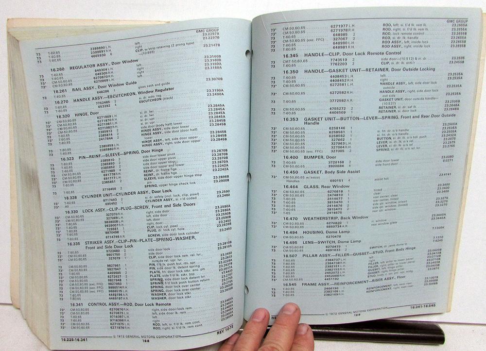 1973 GMC Series 506065 Truck Parts Book Catalog