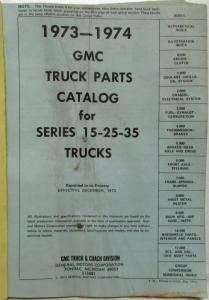1973-1974 GMC Series 15-25-35 Truck Parts Book Catalog