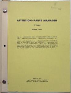 1973-1974 GMC Series 50-60-65 Truck Parts Book Catalog