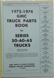 1973-1974 GMC Series 50-60-65 Truck Parts Book Catalog