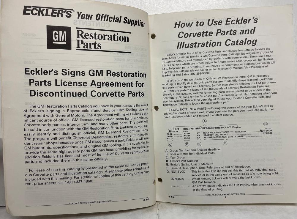 19531993 Chevrolet Corvette Parts and Illustration Catalog GM