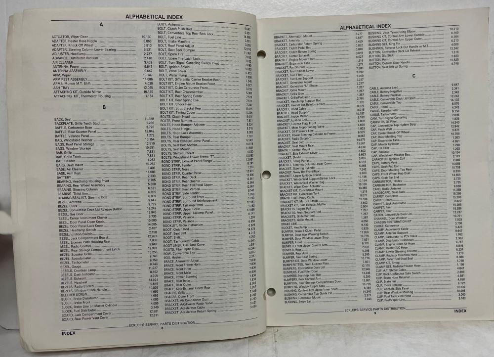 19531993 Chevrolet Corvette Parts and Illustration Catalog GM