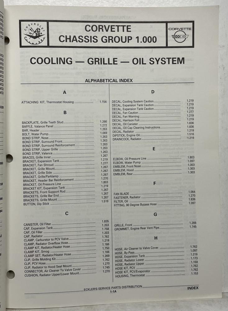19531993 Chevrolet Corvette Parts and Illustration Catalog GM