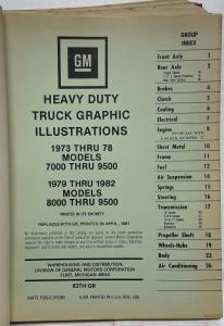 1973-1982 GMC Chevy Heavy Duty Truck Parts Illustration Book 7000 8000 9500
